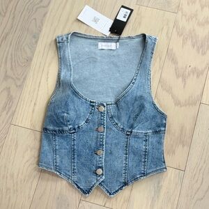 Tiger Mist Light Blue Denim Corset Top